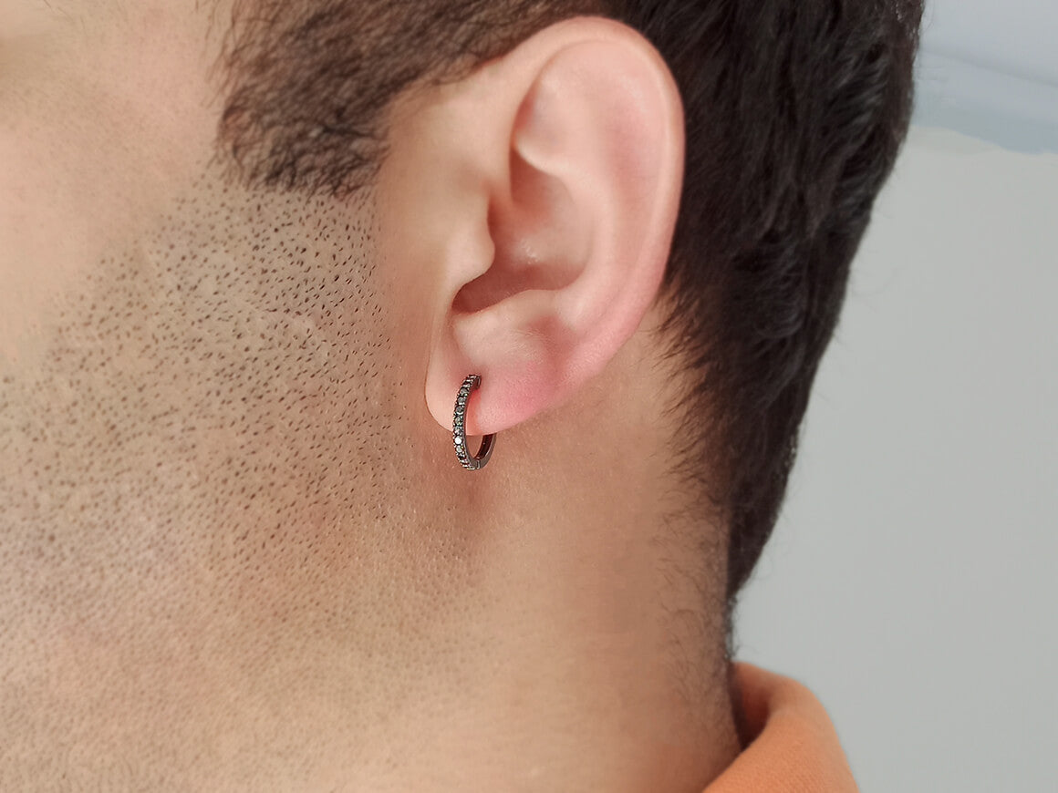 Black Diamond Men's Hoop Earrings
