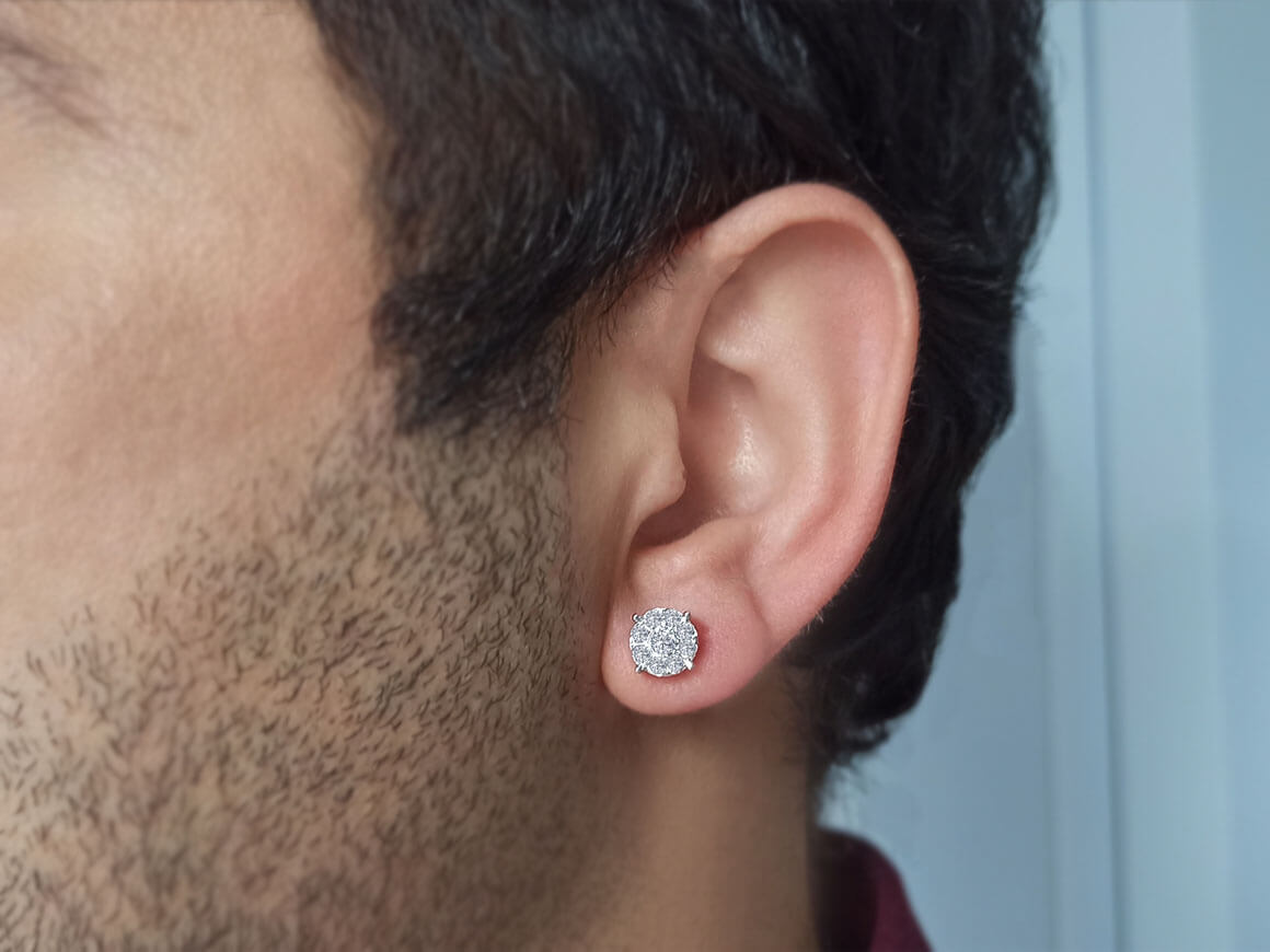 0.40 Carat Diamond Effect Solitaire Men's Stud Earrings