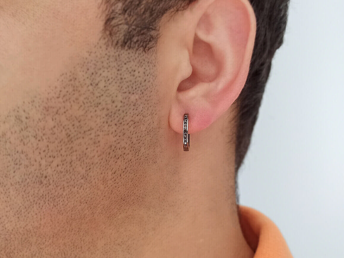 Black Diamond Men's Hoop Earrings