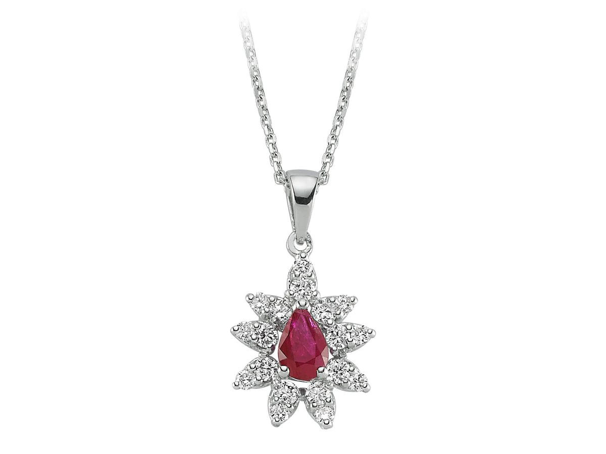 Collier rubis diamant et larme