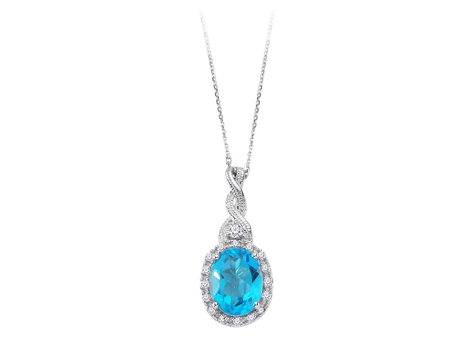 Collier Ivy avec diamants et topazes bleues ovales