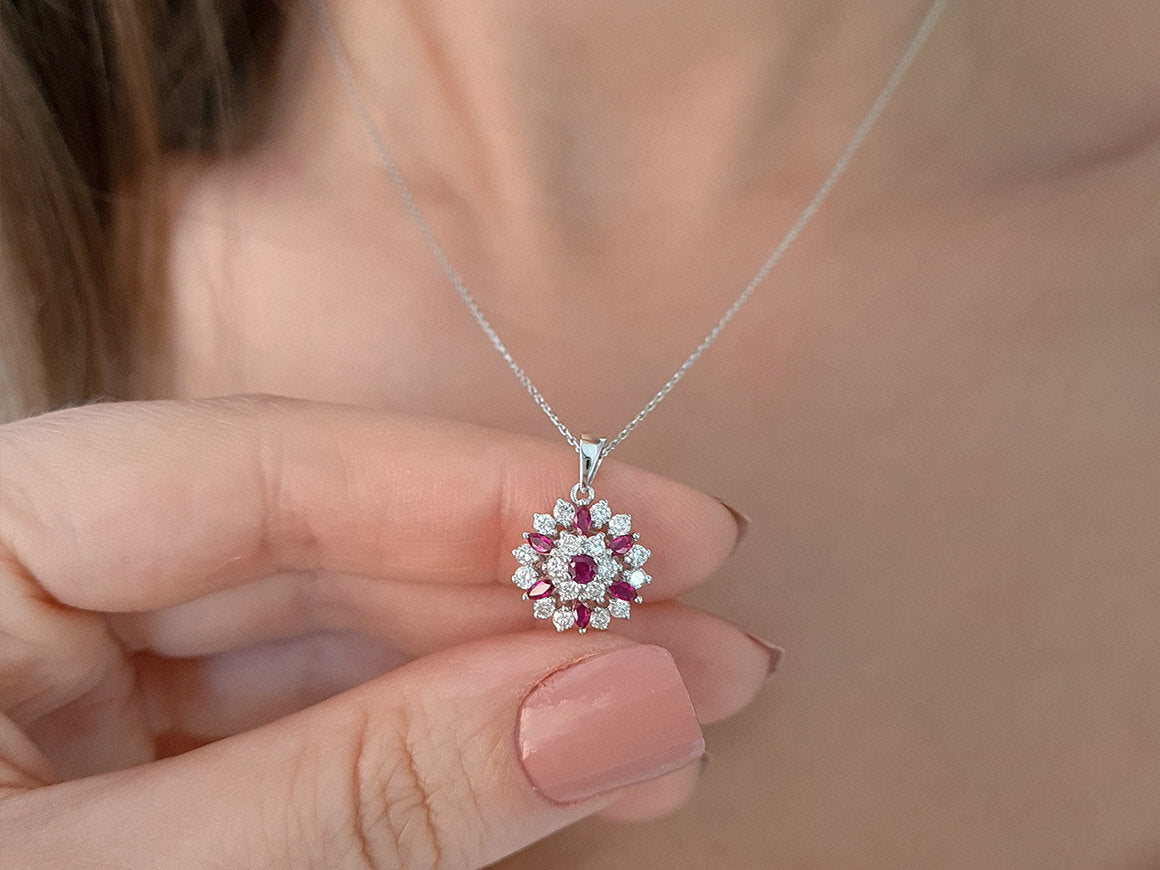 Collier Lys Rubis Diamant et Marquise