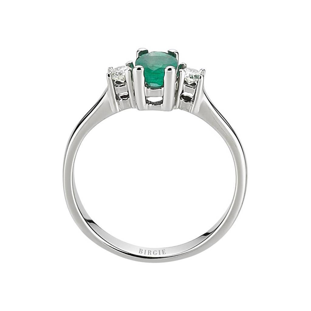 Bague diamant et émeraude ovale
