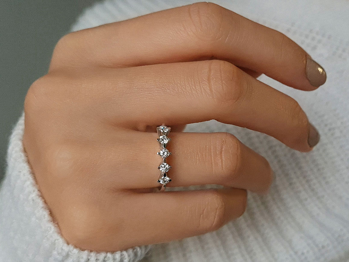 Alliance 5 pierres diamant 0,45 carat