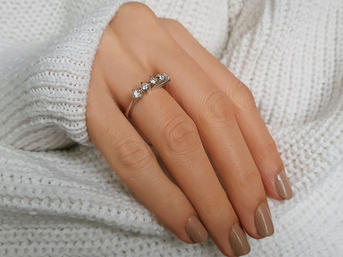 Alliance 5 pierres diamant 0,45 carat