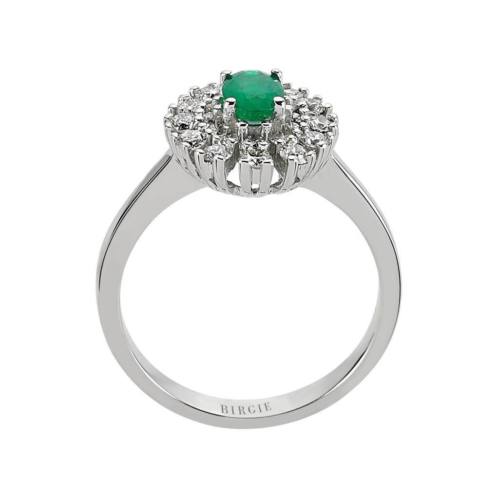 Bague diamant et émeraude ovale