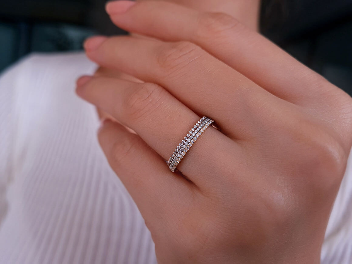 Alliance tria demi-rond diamant