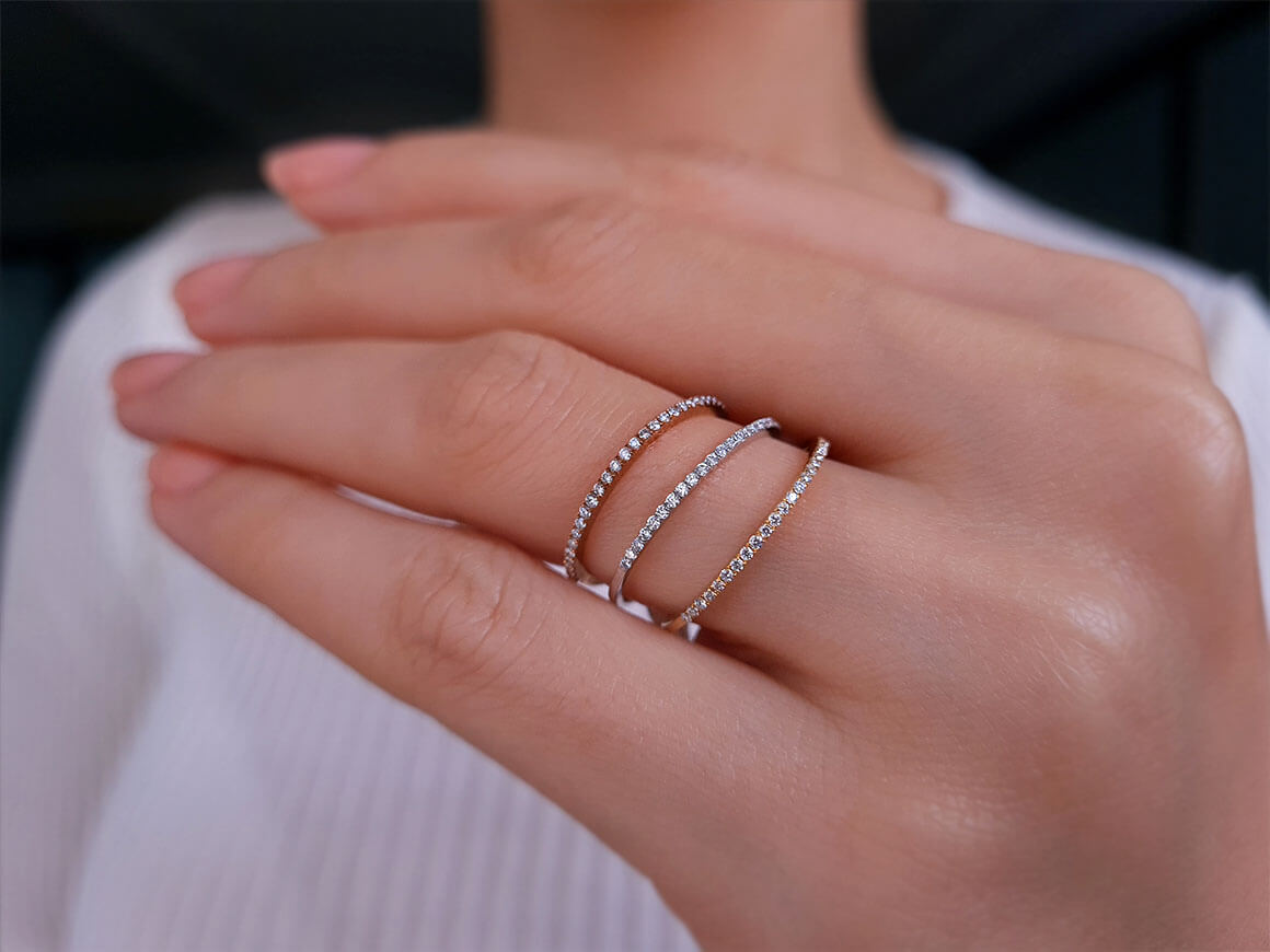 Alliance tria demi-rond diamant