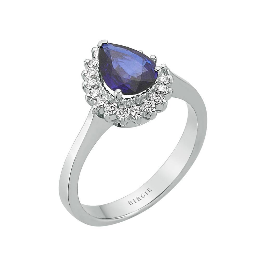 Diamant und Tropfen Saphir Ring