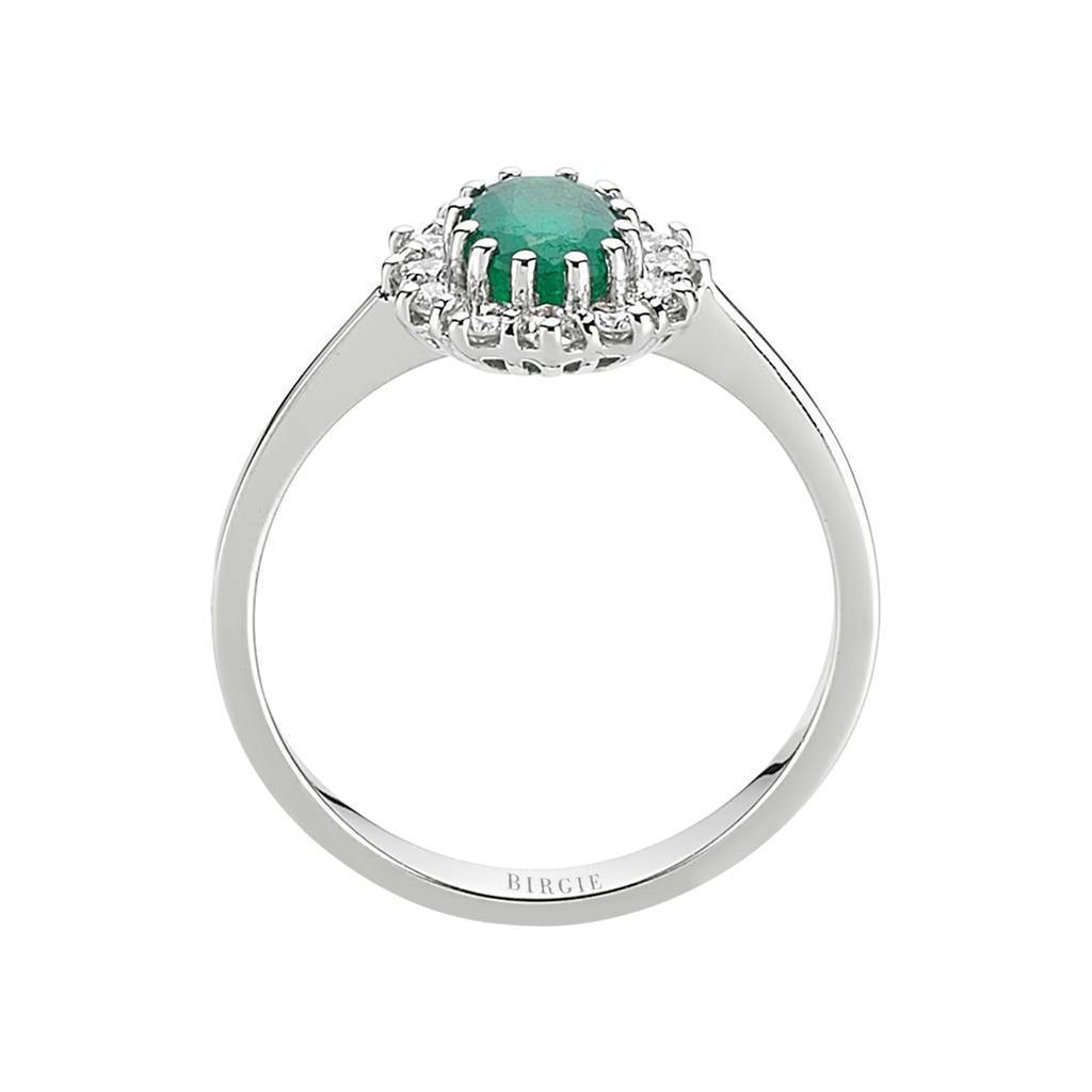 Bague diamant et émeraude ovale