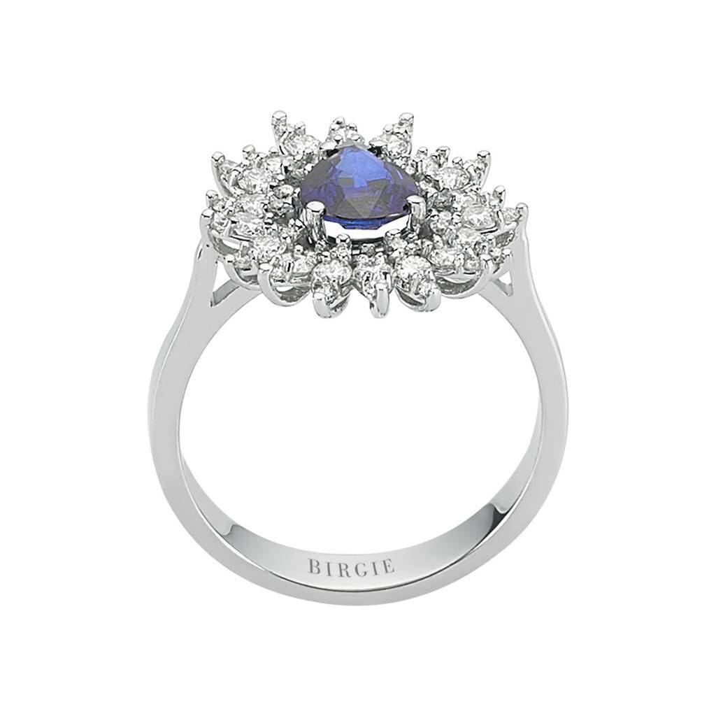 Diamond and teardrop sapphire ring