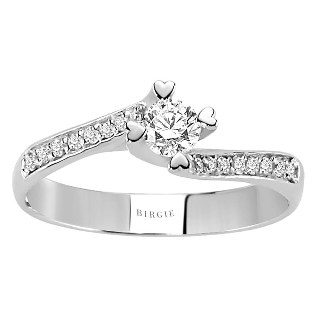 Bague solitaire halo de diamants de 0,39 carat au total