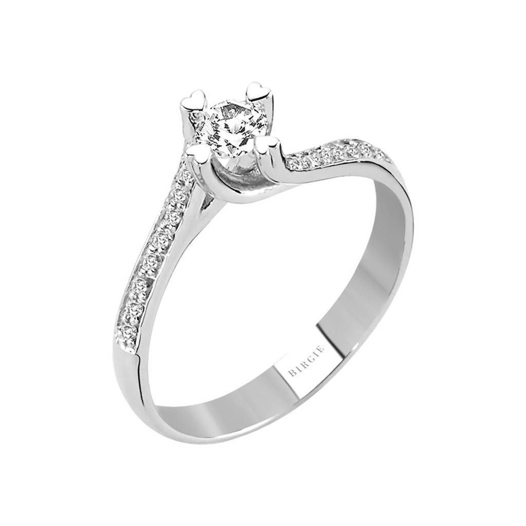 Bague solitaire halo de diamants de 0,39 carat au total