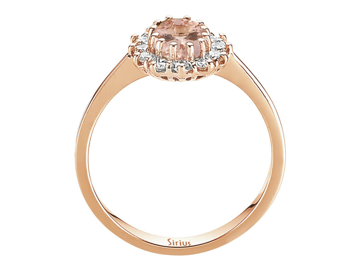 Diamond and Oval Morganite Ring