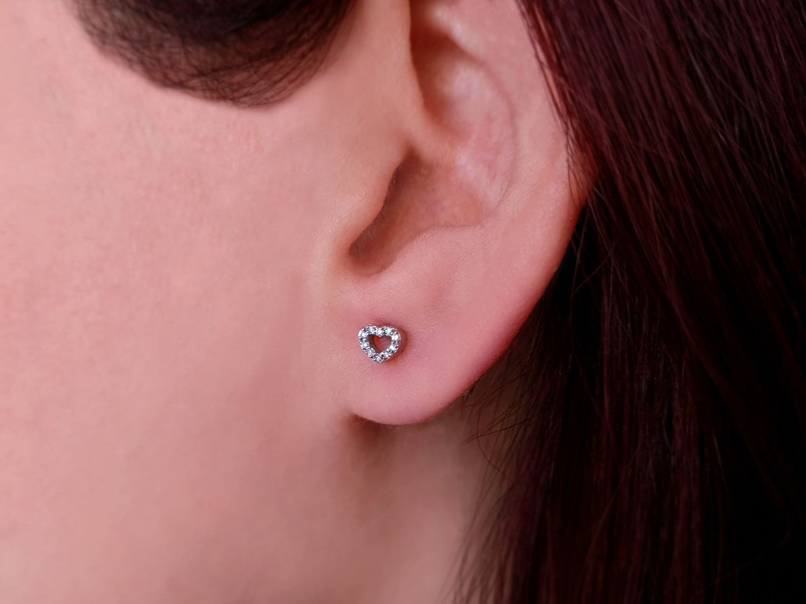 Diamond Heart Stud Earrings