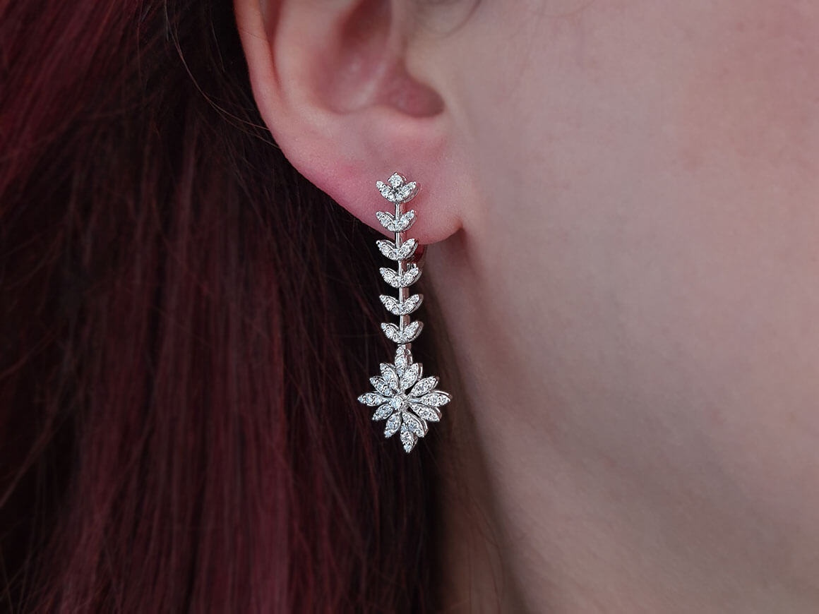 Diamond Chrysanthemum Earrings