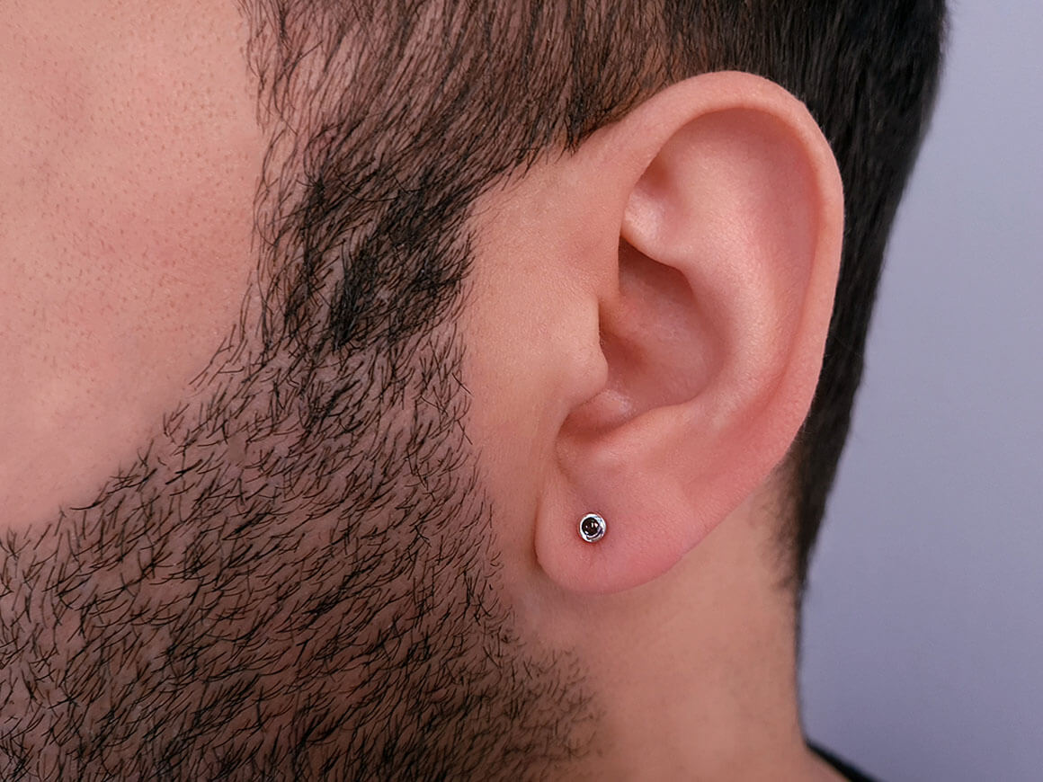 0.06 Carat Black Diamond Solitaire Men's Stud Earrings