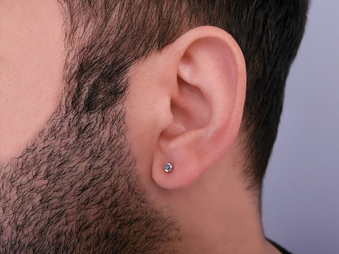 0.06 Carat Black Diamond Solitaire Men's Stud Earrings