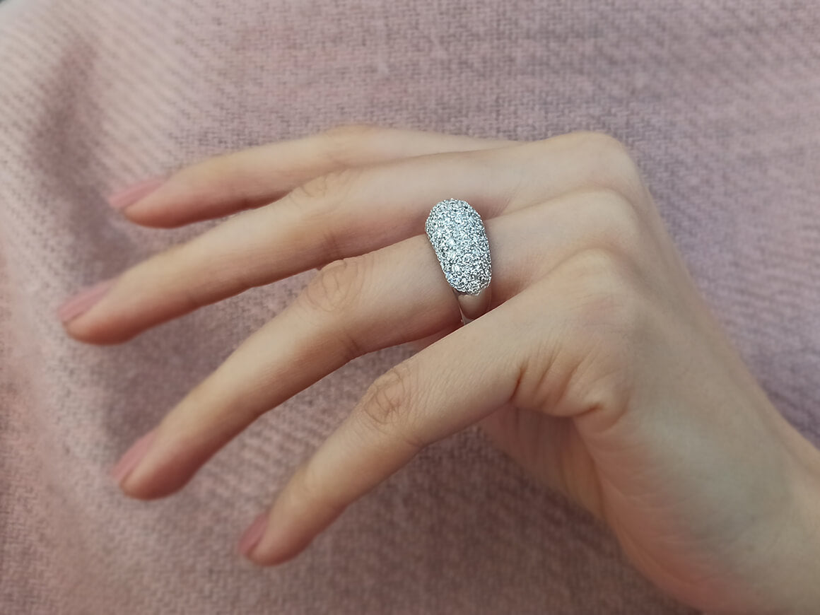 Alliance demi-ronde en diamant de 1,05 carat au total