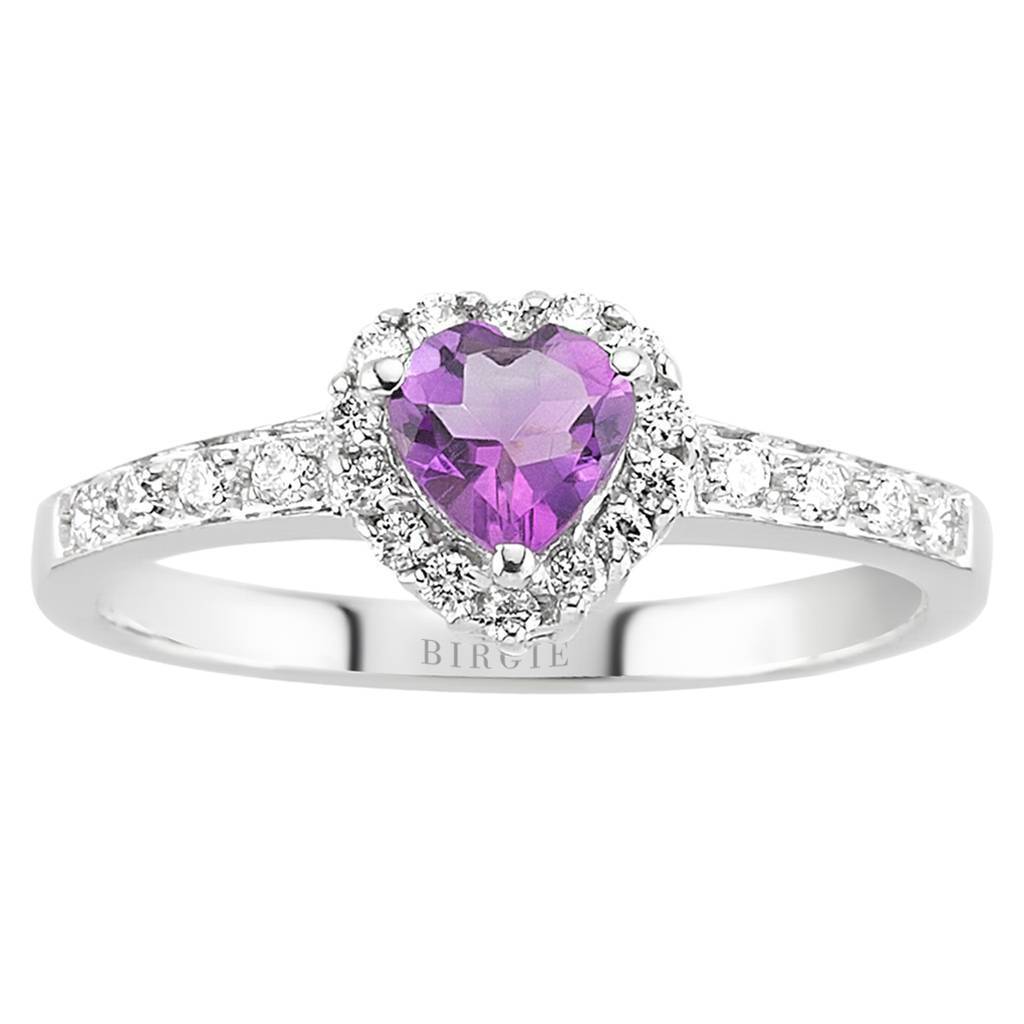 Bague Pierre Améthyste Diamant et Coeur