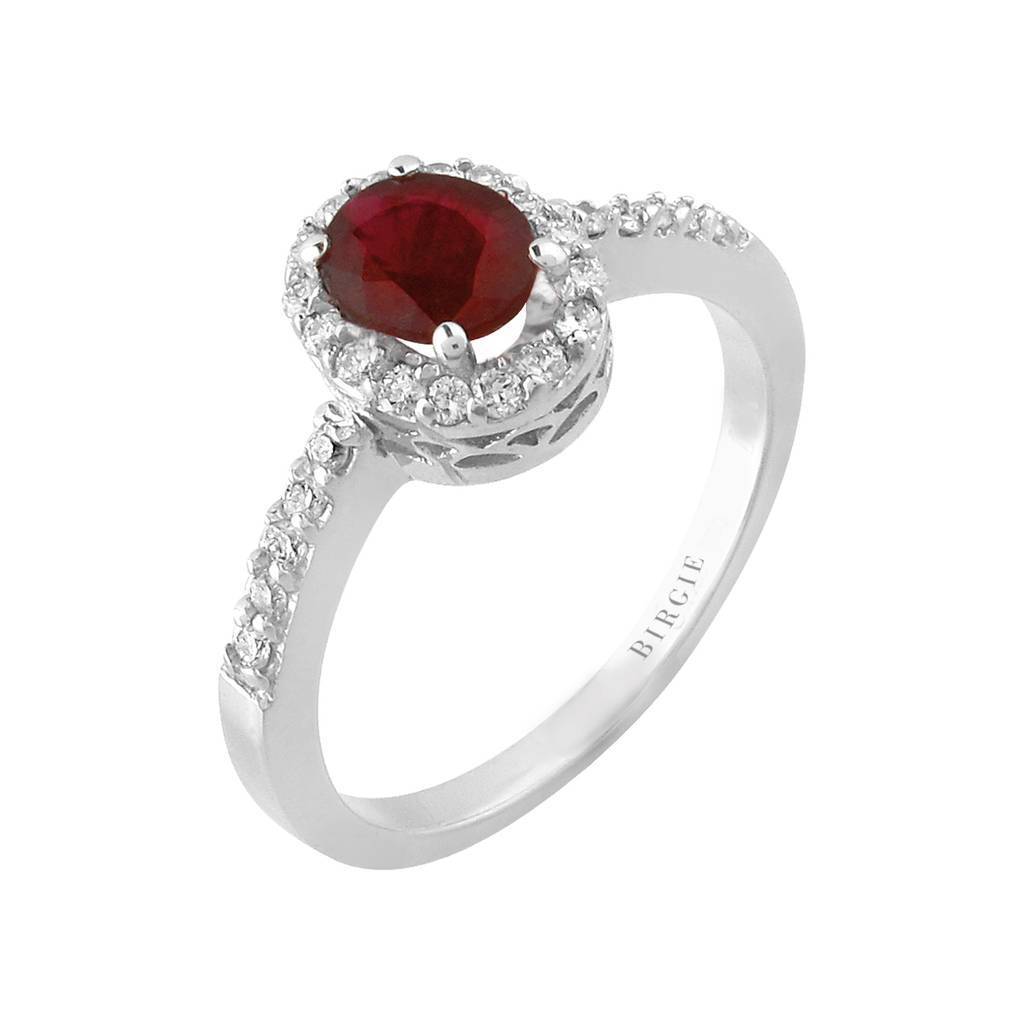 Bague diamant et rubis ovale