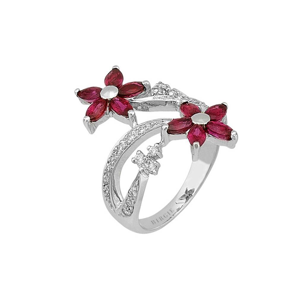 Bague en diamant et rubis taille marquise