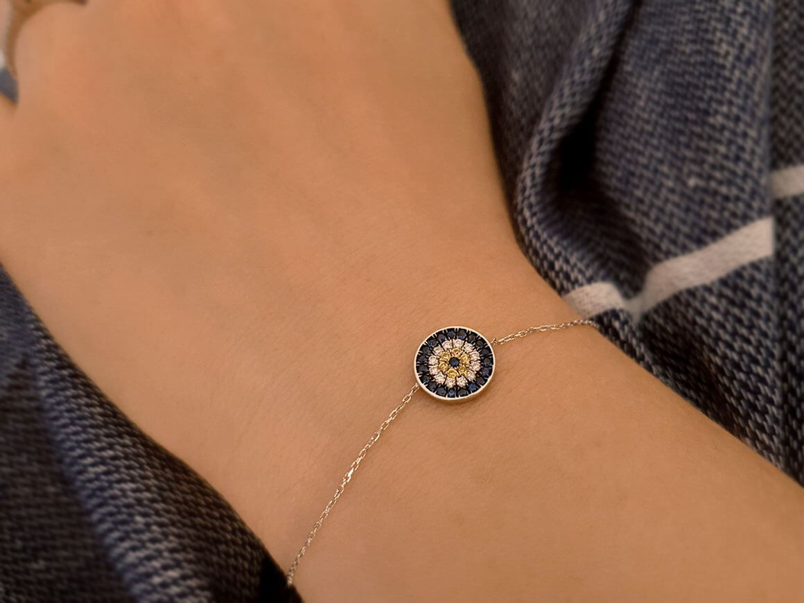Diamond and Sapphire Blue Eye Bracelet