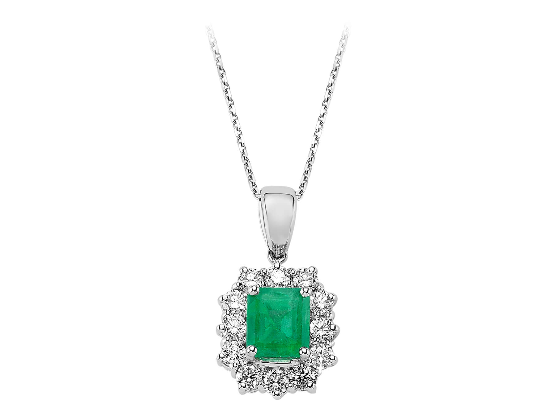 Collier diamant et émeraude octogonale