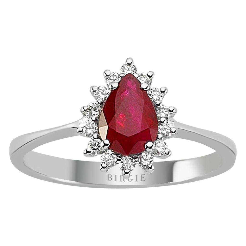 Bague diamant et rubis goutte