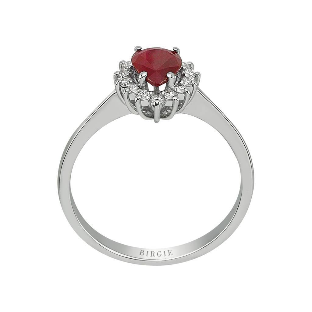 Bague diamant et rubis goutte