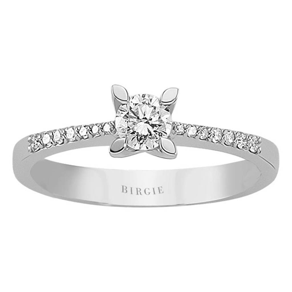 Bague de fiançailles halo de diamants total de 0,42 carat