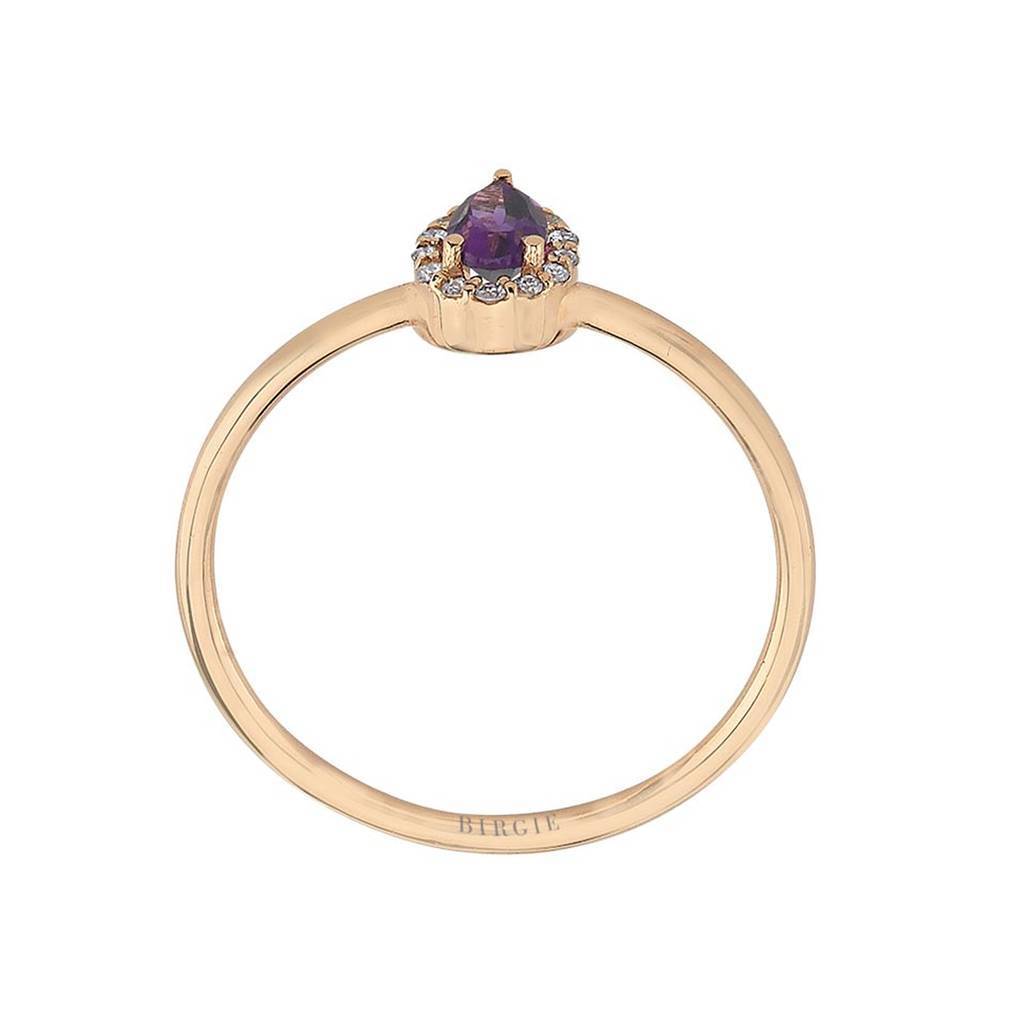 Drop Cut Amethyst and Diamond Ring