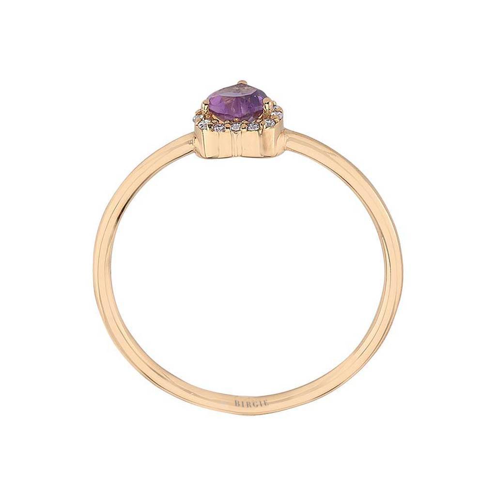 Bague améthyste et diamant taille cœur