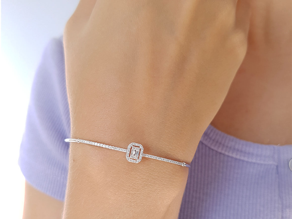 Bracelet en diamant baguette de 0,24 carat au total