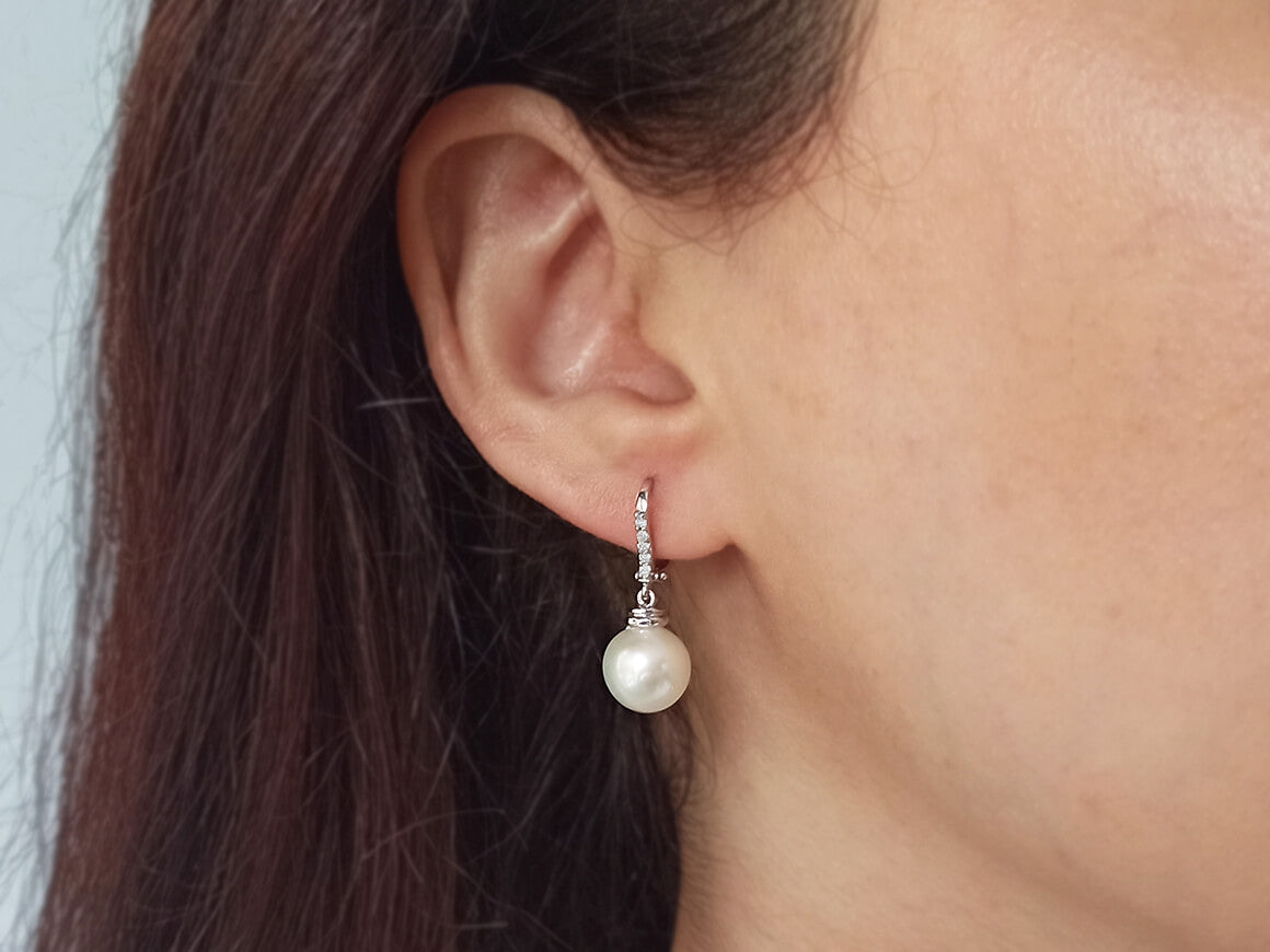 Diamond and pearl earrings