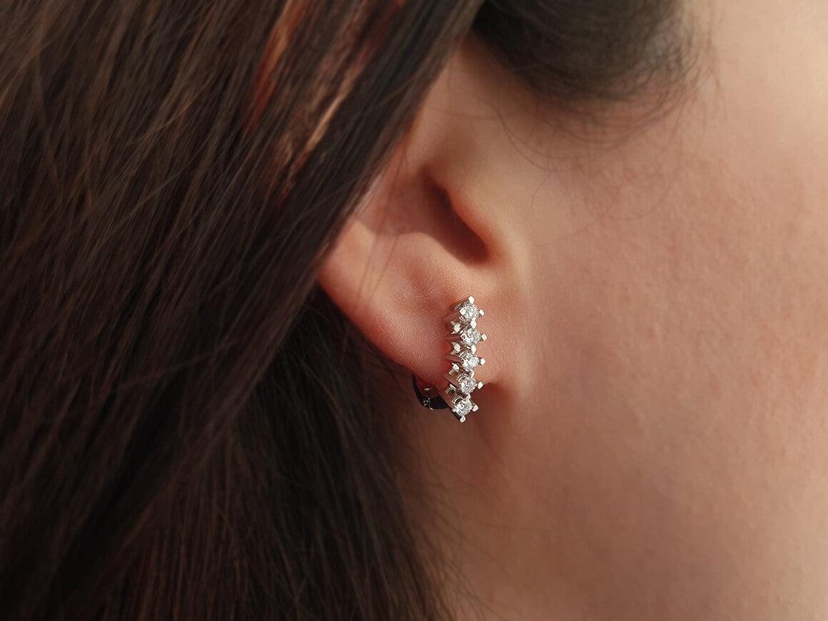 0.45 Total Carat Five Diamond Earrings