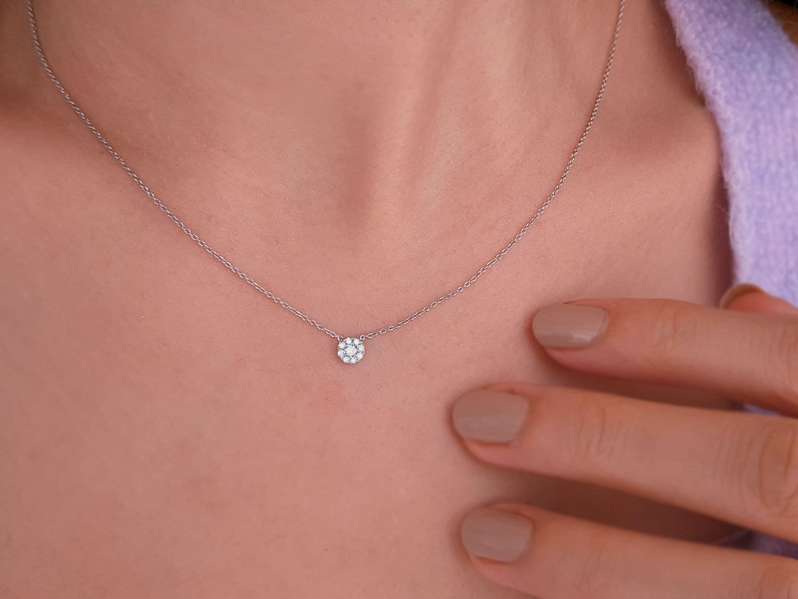 Collier solitaire effet diamant 0,30 carat