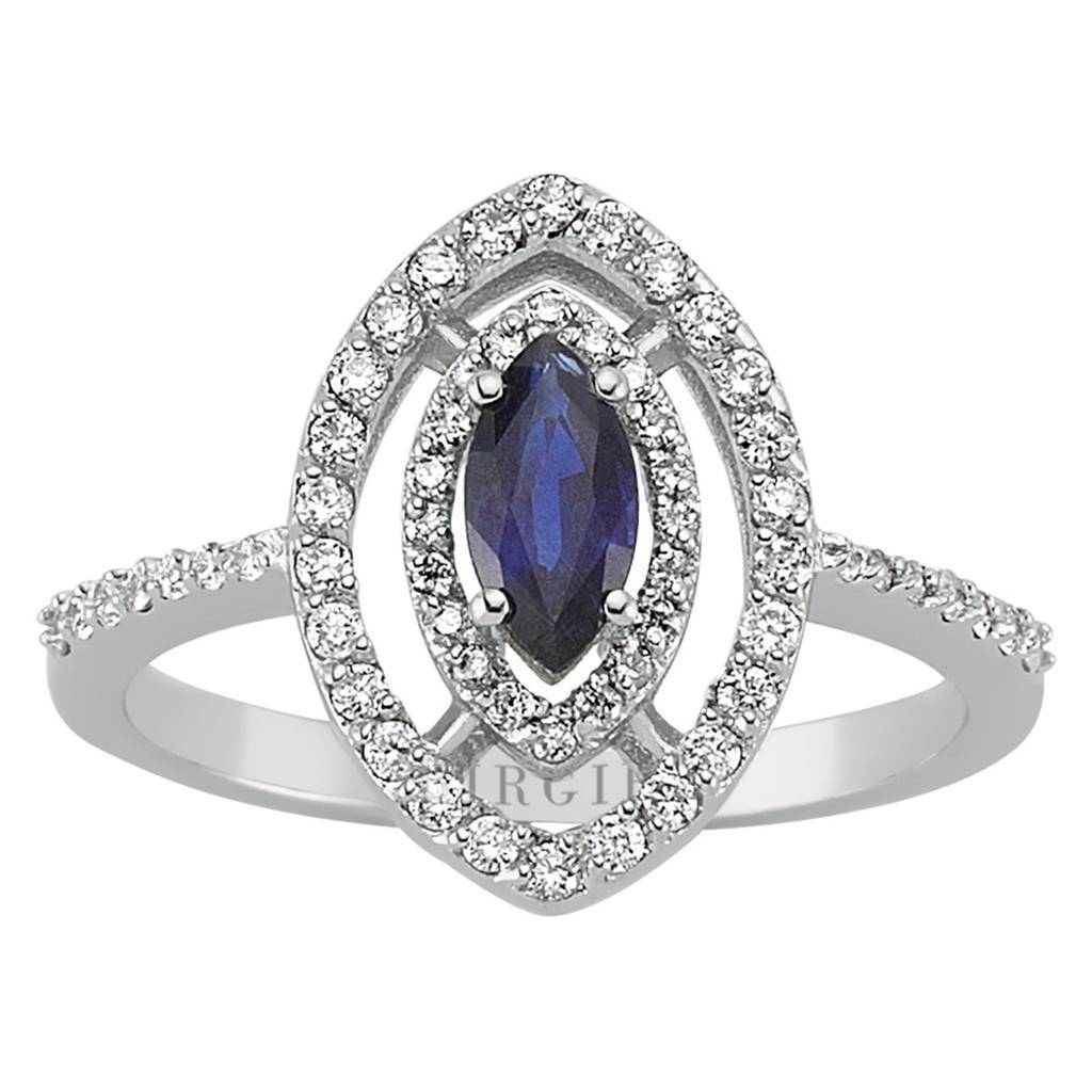 Bague en diamant et saphir taille marquise