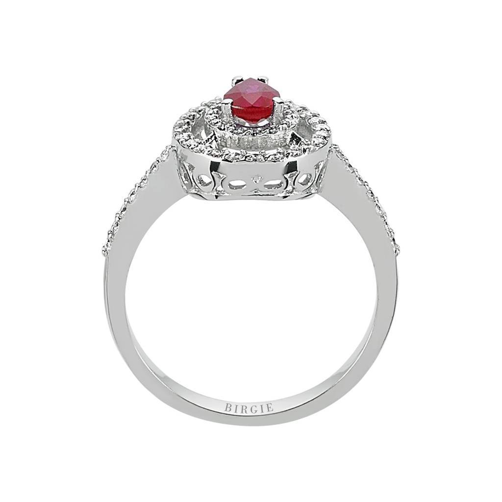 Bague goutte rubis et diamants