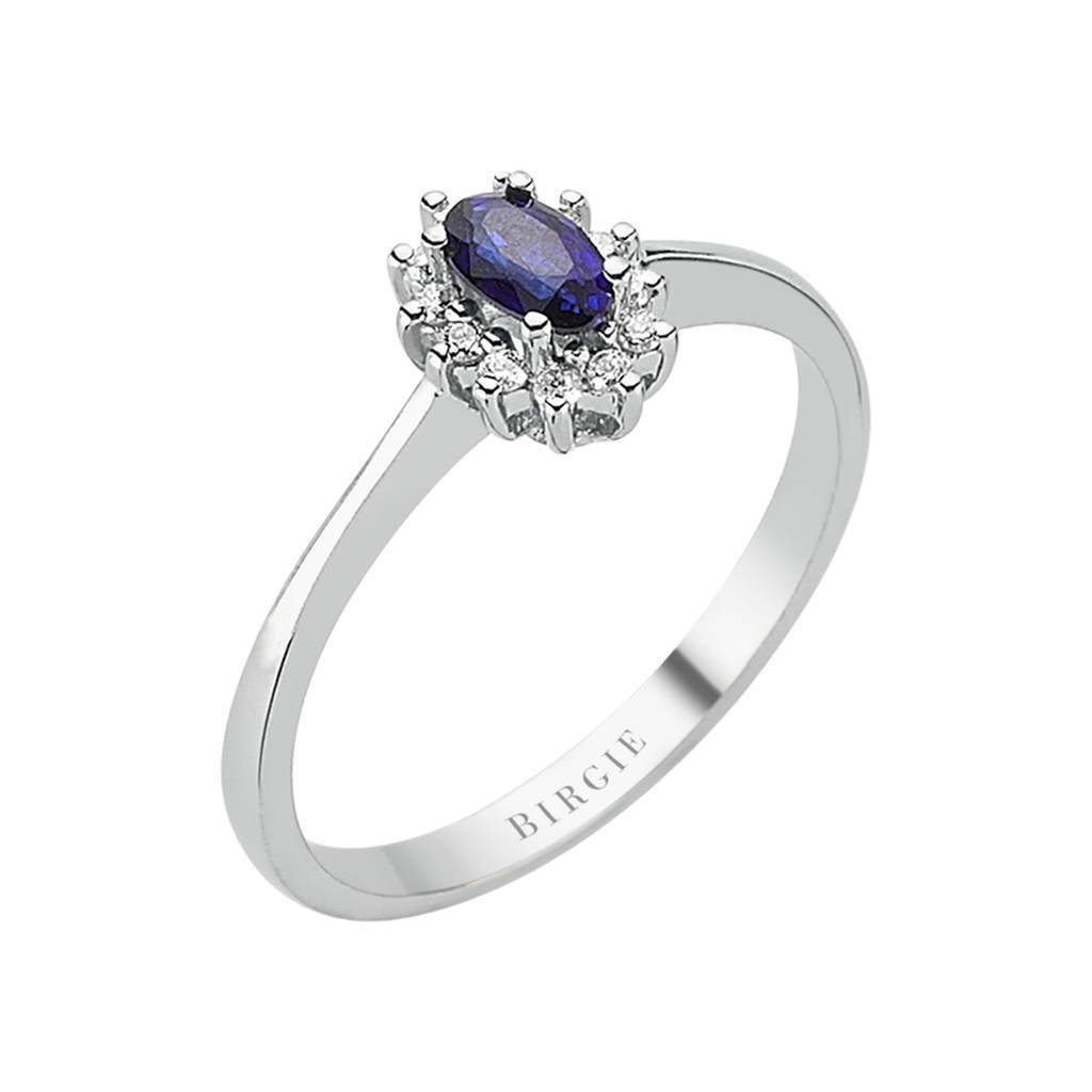 Bague diamant et saphir ovale