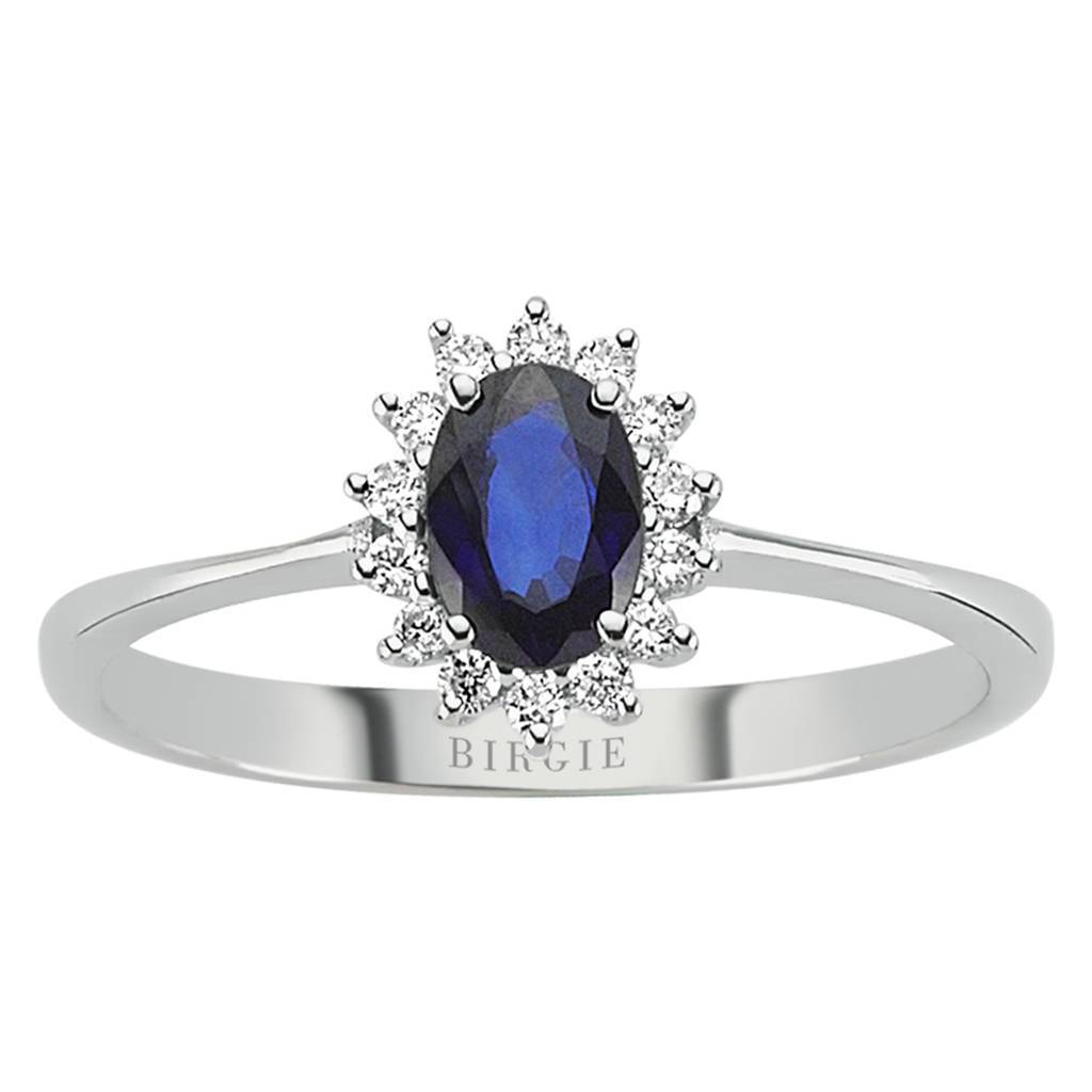 Bague diamant et saphir ovale