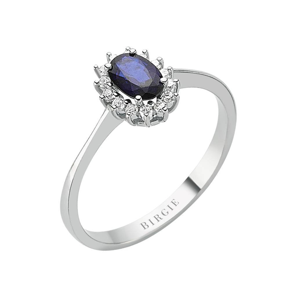 Bague diamant et saphir ovale