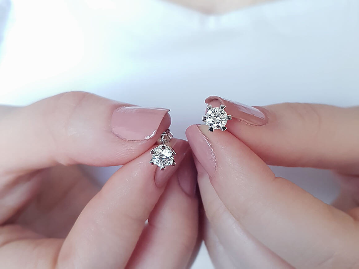 Boucles d'oreilles solitaires diamant 1,00 carat