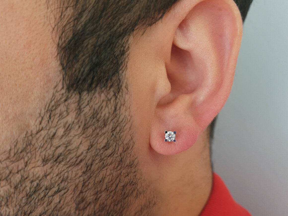 0.26 Carat Diamond Solitaire Men's Stud Earrings