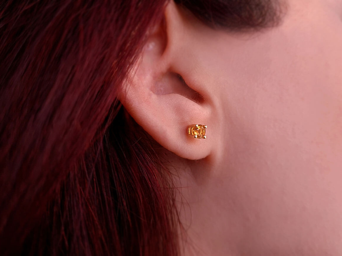 Citrine Solitaire Stud Earrings