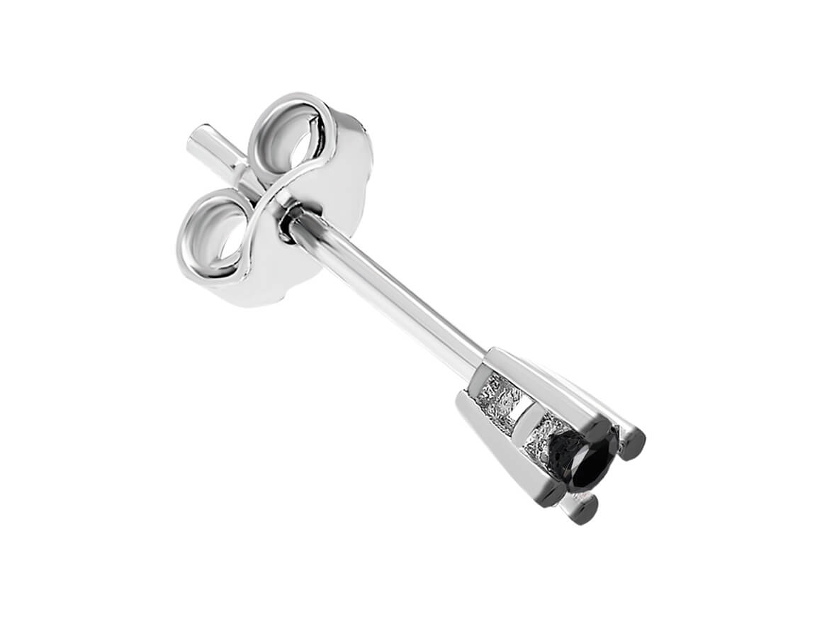 Boucles d'oreilles à tige solitaire diamant noir 0,04 carat pour hommes