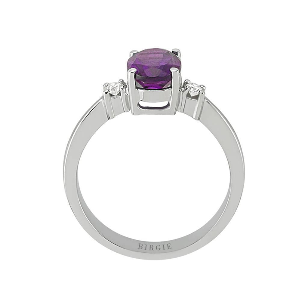 Bague en diamant et pierre d'améthyste ovale