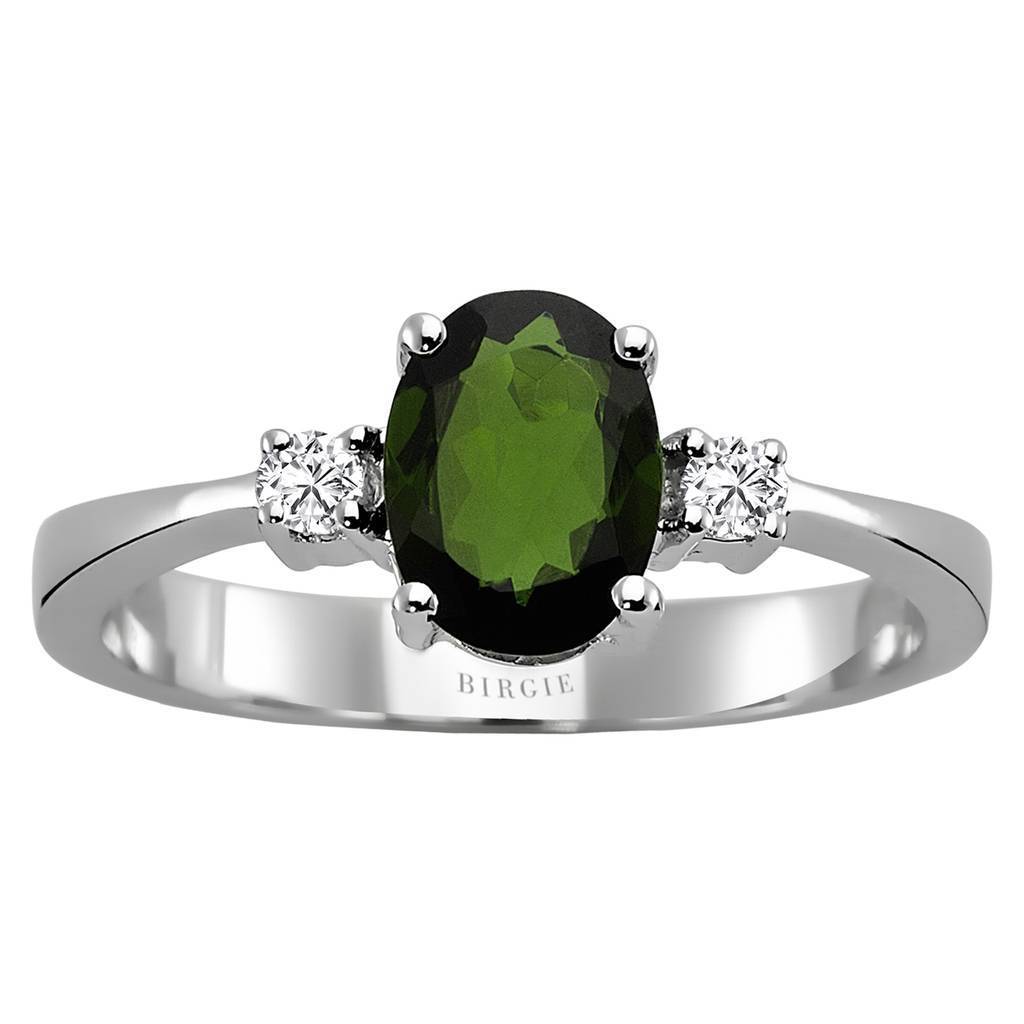 Bague tourmaline et diamant taille ovale