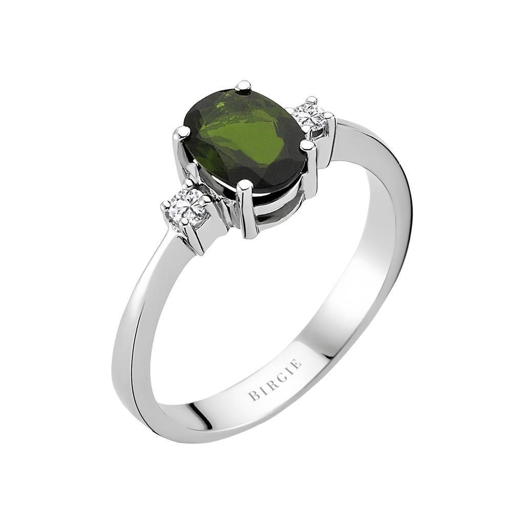 Bague tourmaline et diamant taille ovale
