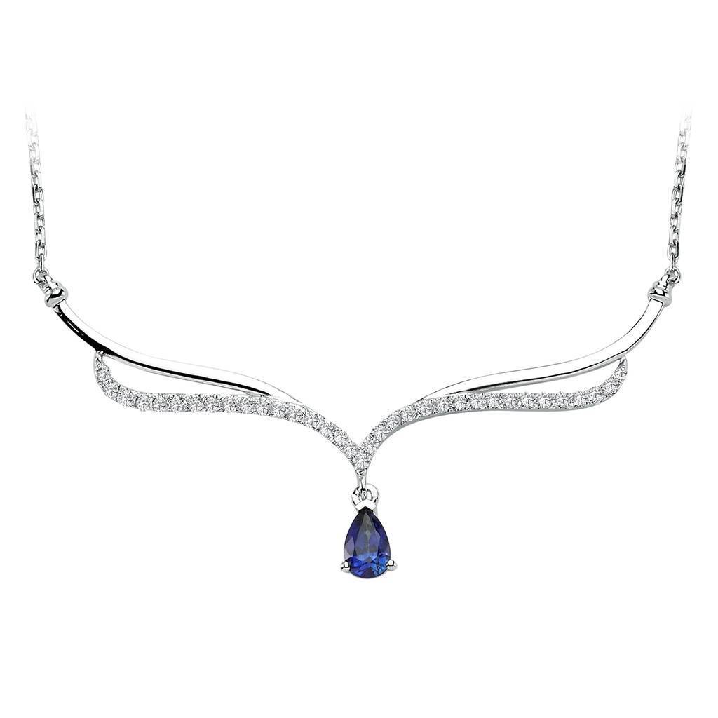 Collier archer diamants et saphirs en forme de larme